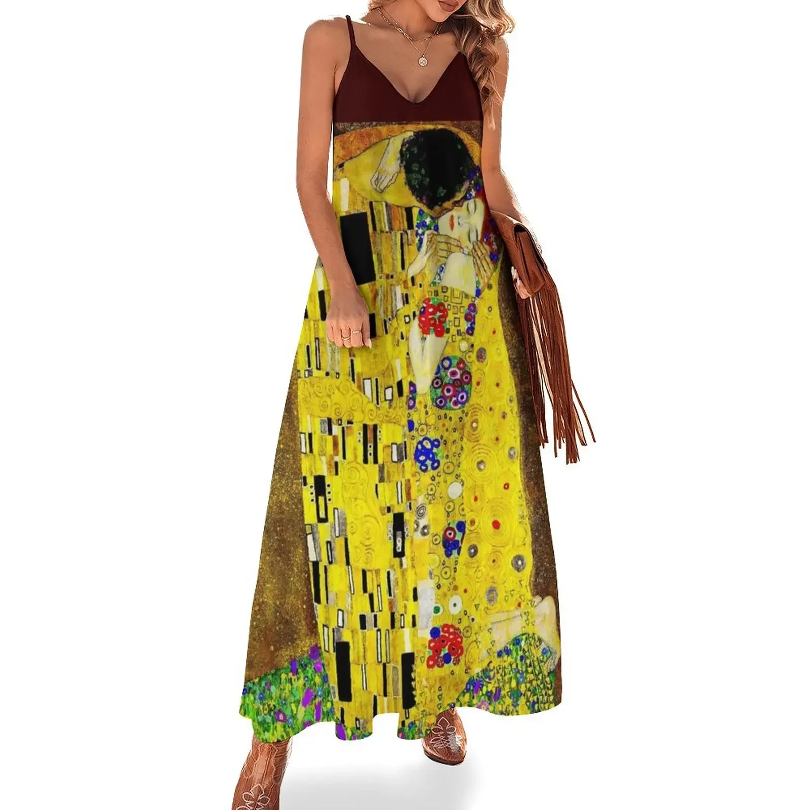 

THE KISS 1917 : Gustav Klimt High Definition Print Sleeveless Dress Beachwear long dress women Female dress clothes