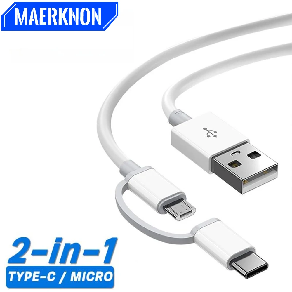 USB Type C 2 in 1 Cable PD Fast Charging Cable USB A to Type C/Micro USB Data Cord For Xiaomi Samsung Huawei Oneplus USB C Cable