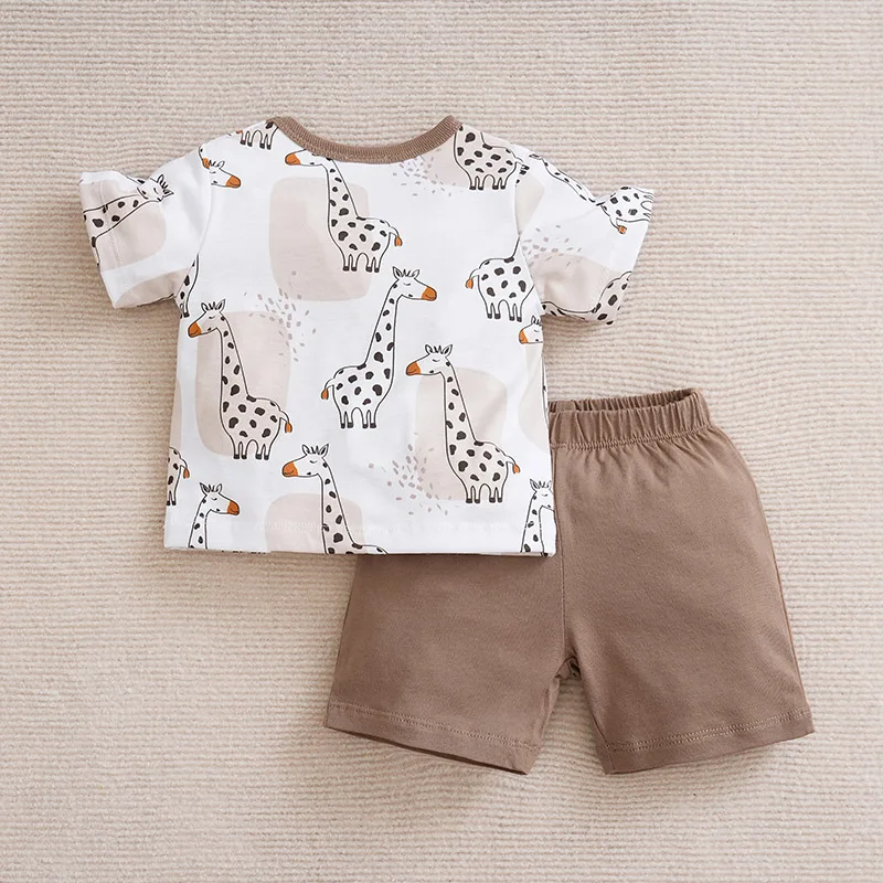 Newborn Baby boys Clothes Set Fashion Summer Toddler Outfit giraffe print pants cotton short sleeve Newborn Infant Clothing