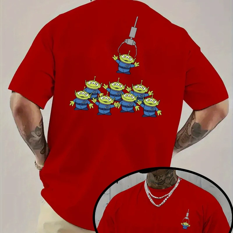 

Мужская футболка из чистого хлопка Disney Toy Story Alien с космическим кораблем, новое летнее повседневное модное мужское и женское уличное платье для пар