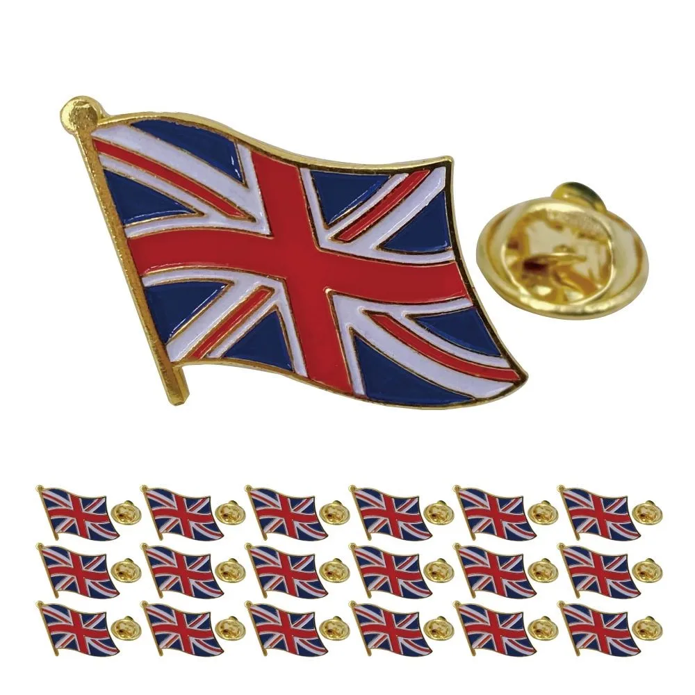 UK Flag Lapel Pin Gold Plated Enamel British Union Jack Brooch for Jackets Hats Bags Souvenir Gifts for Men Women 5/10/50/100pcs