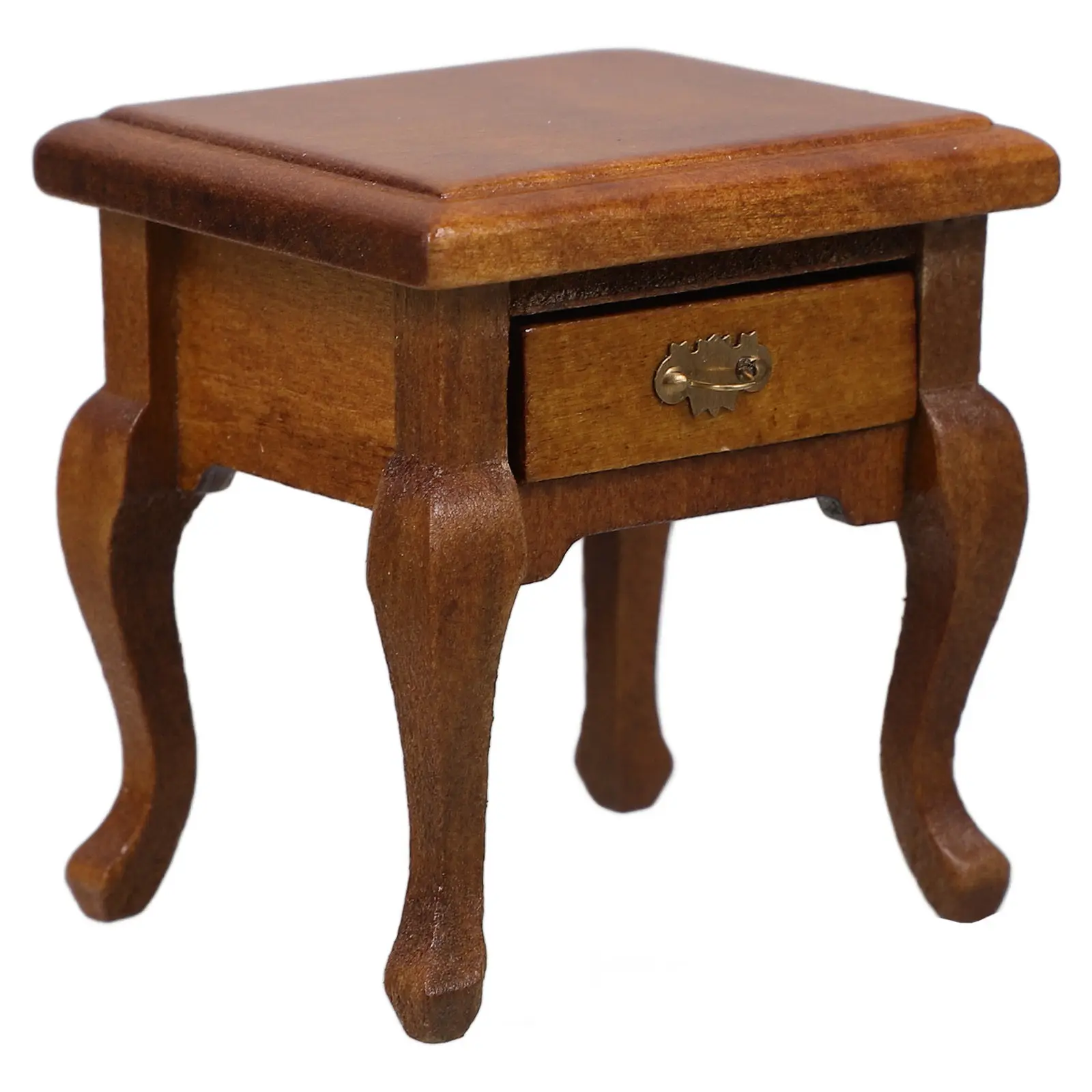 

Миниатюрный прикроватный столик с ящиком, деревянный, масштаб 1:12, для гостиной и спальни, мебельные аксессуары, в деревенском винтажном стиле