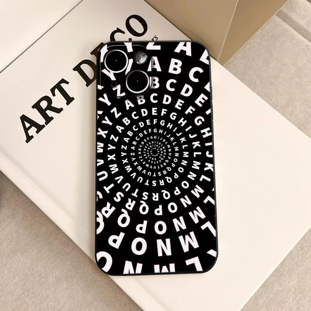 

Simple Letter Patterns Folds Texture Phone Case For iPhone 17,16,15,14,13,12,11 Plus,Pro Max,XS,Colorful Silver Black Cover