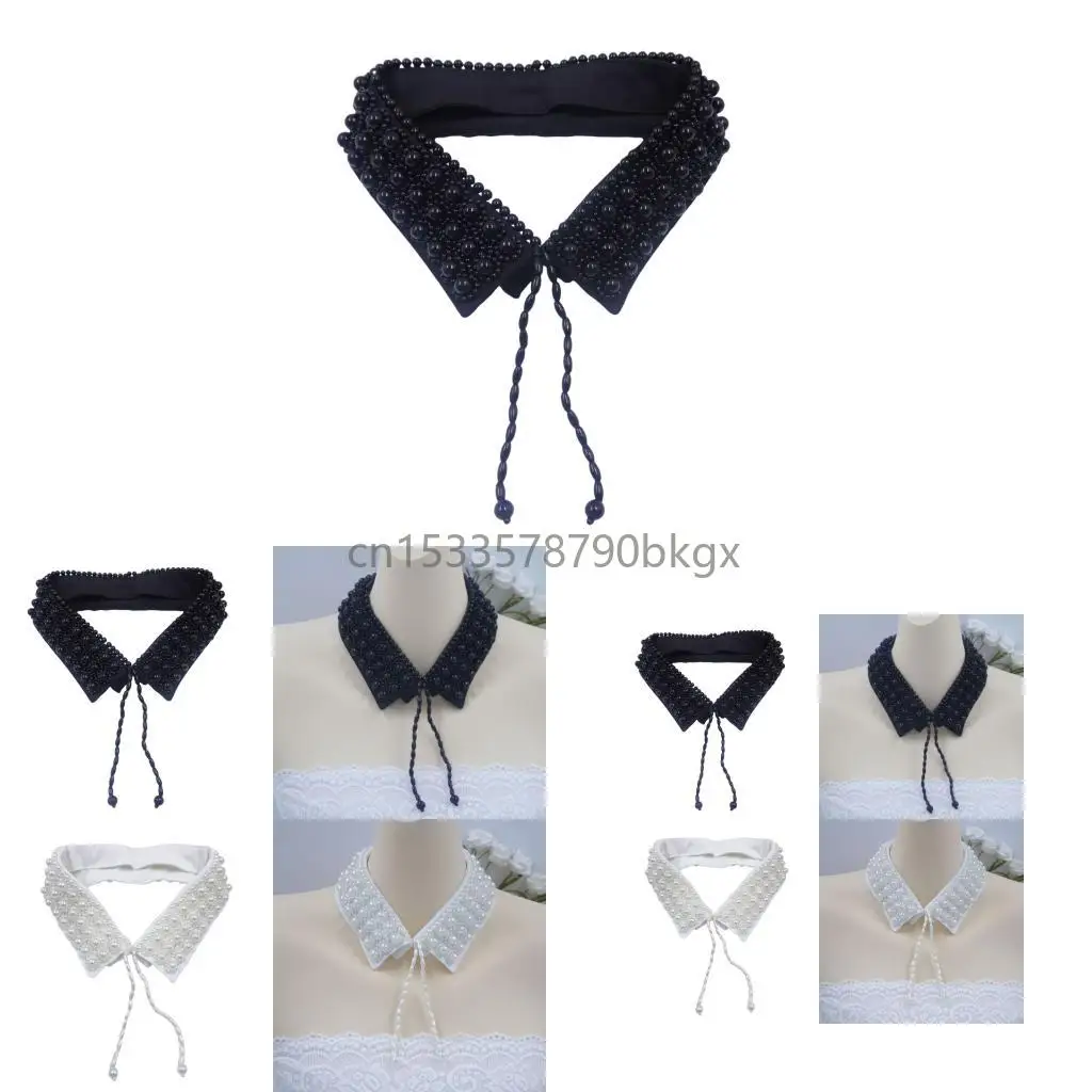 

Stylish Pearls Necklace Collar Polyester Collar Fashion Faux Collar For Dresses And Blouses Fashion Accessory J78E