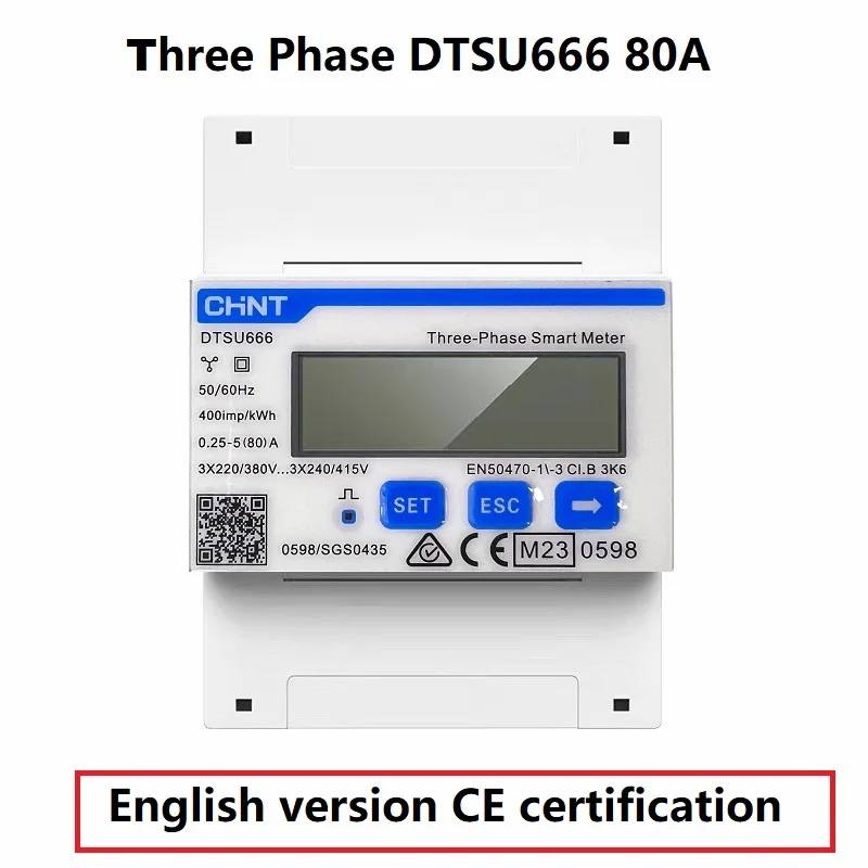 CHINT DDSU666 DTSU666 80A Single Three Phase MODBUS RS485  Bi-directional Smart Energy Power KWH Electric Solar Meter Wattmeter