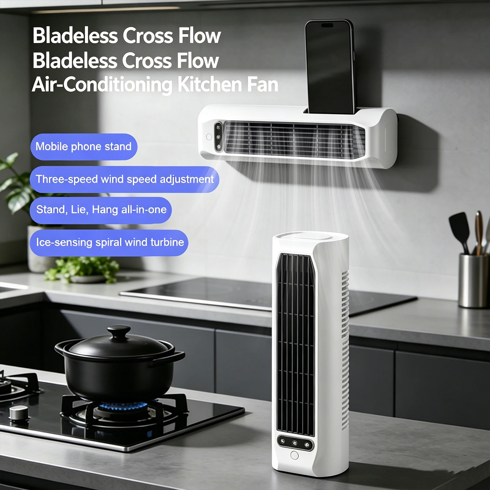 USB Rechargeable Air Cooler Quiet Personal AC with 3 Speeds & LED Touch Screen Circulating Fan Air Circulators for Home Office