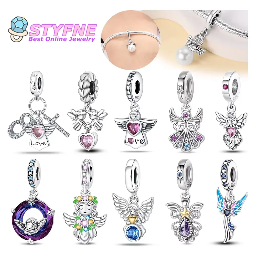 

Exquisite Elegant Silver 925 Zircon Pearl Angel Beads Pendant Fit Original Bracelet Making Pendant for Women Fine Jewelry Gifts