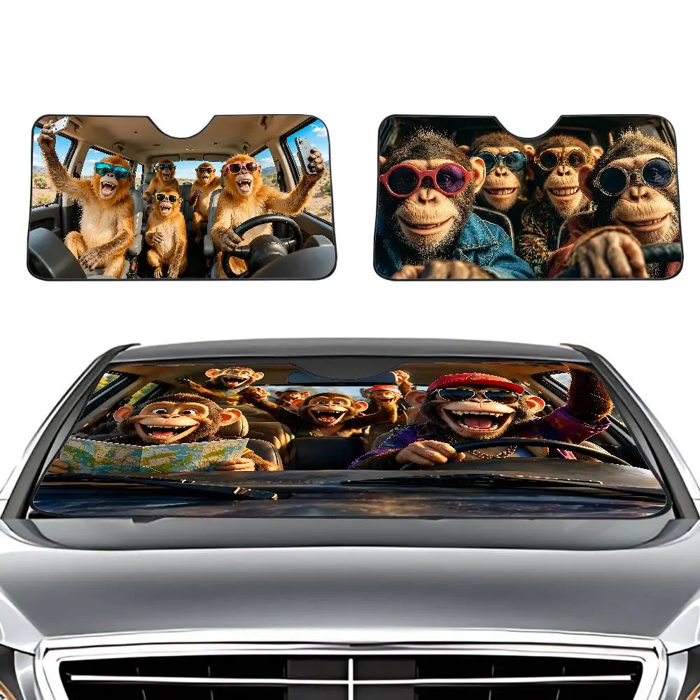 Monkey Drive Car SunShade Windshield Car Windscreen Cover Sun Shade Auto Visor Car Accessories