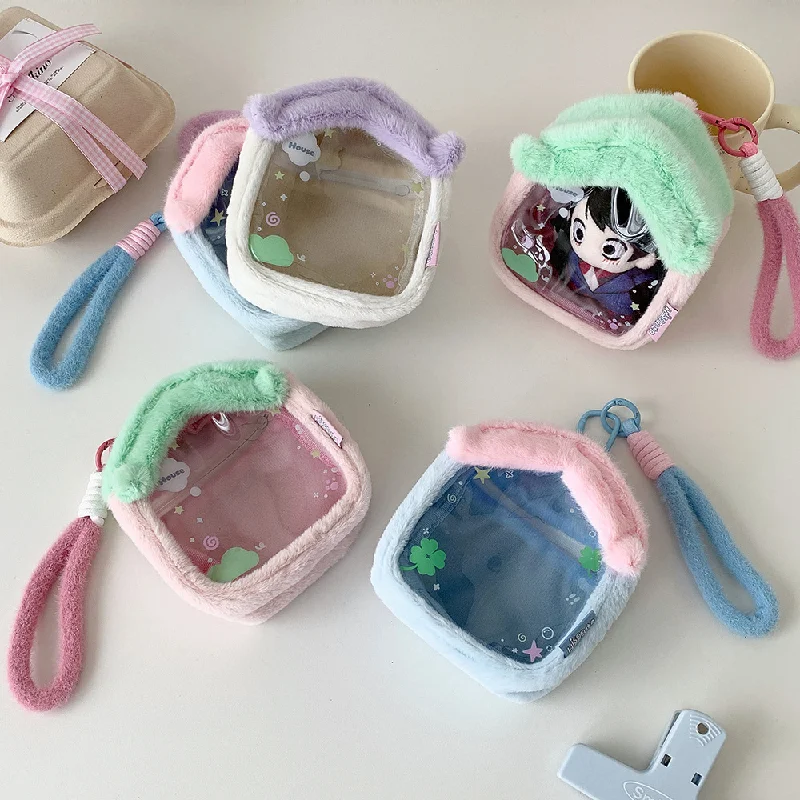 Cartoon Plush Slippery Bag Student Doll Home Storage Bag Anime Doll Display Hanging Bag Girls Gift