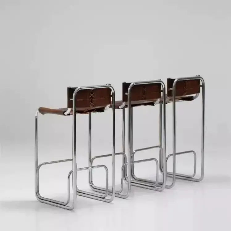 Nordic light luxo cadeira de barra casa aço inoxidável cadeira alta sala estar encosto confortável cadeiras jantar