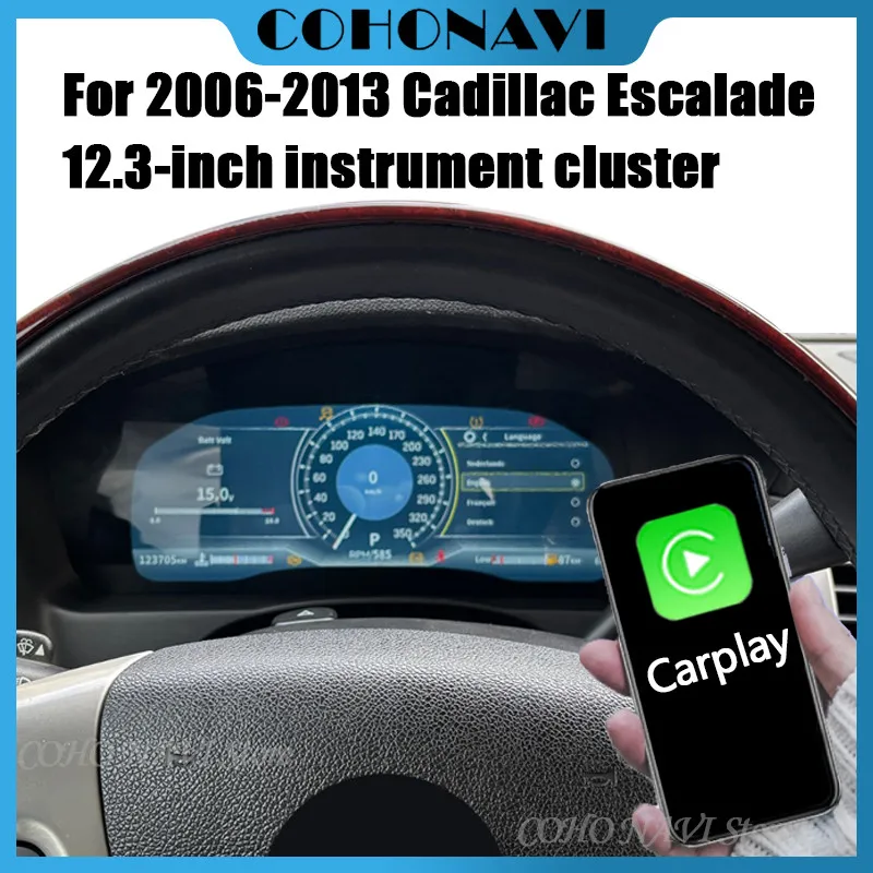 

Digital Car Dashboard Speedometer for Cadillac Escalade 2006-2013 Digital Car Cluster LCD Screen Cockpit Panel CarPlay