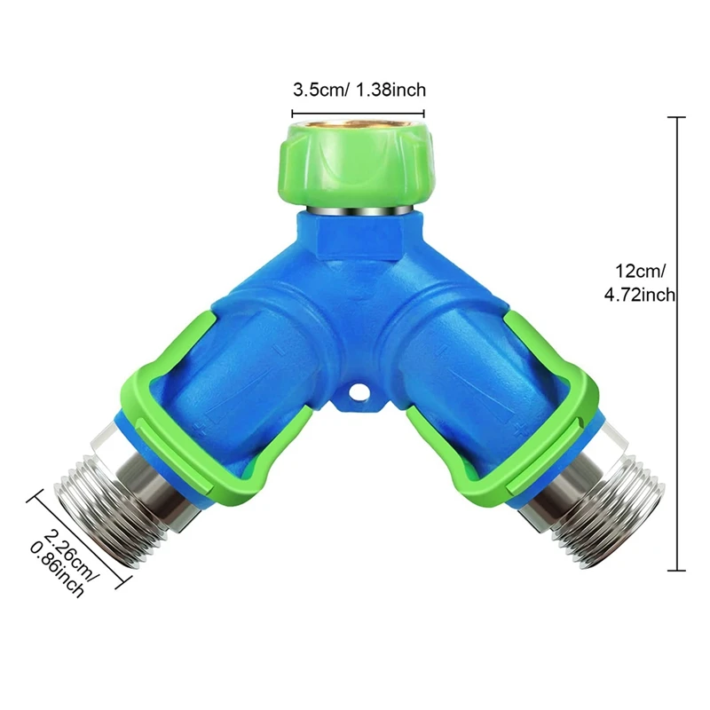2Pcs Garden Hose Splitter Water Hose Splitter 2 Way Outdoor Water Spigot Hose Splitter