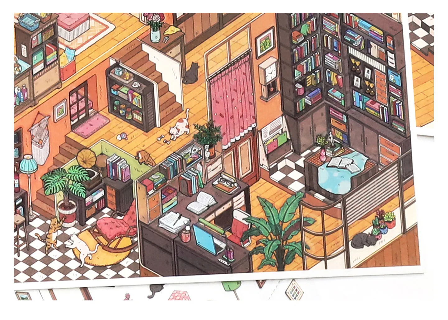 JIANQI Kawaii Apartment Building 3D Underground Exploration Landscape Sticker DIY Pocket Cabin Scene Sticker Scrapbook-Zubehör – Detail 14