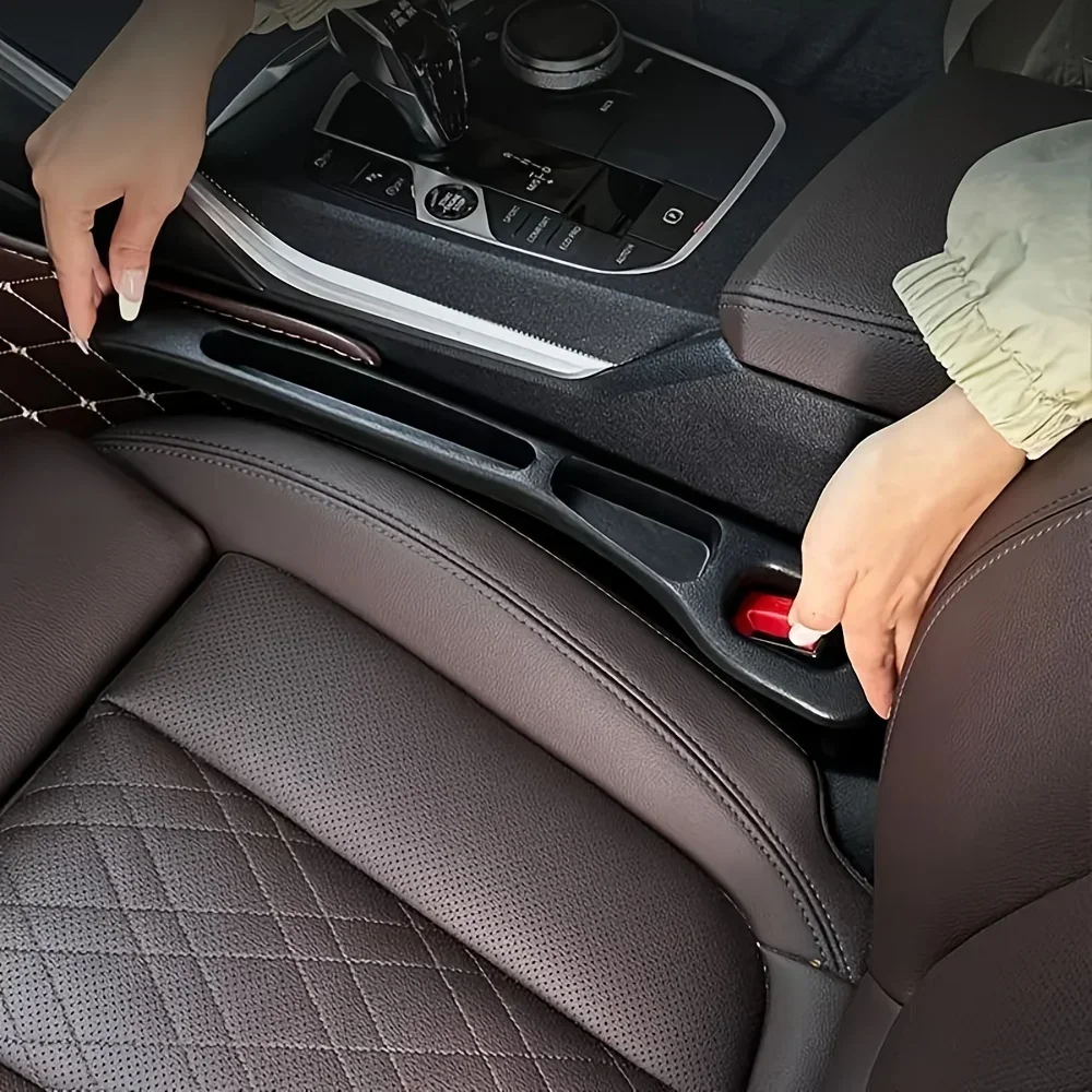 Universal 2Pc Car Seat Gap Filler Seat Gap Storage Auto Interior Organizer Pu Plug Strip with 2 Grooves Waterproof Car Seat Gap