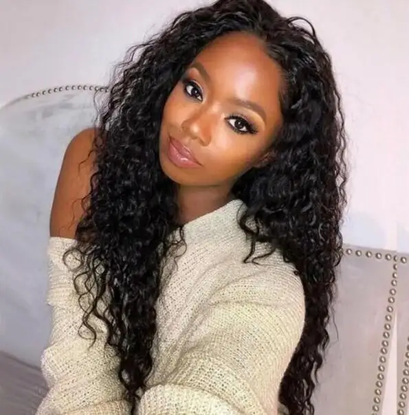 African Brazilian Curly Wigs Soft Fluffy Trendy Water Wave Wig With Baby Hair Curly Hair Women Wig Headgear For Black Women