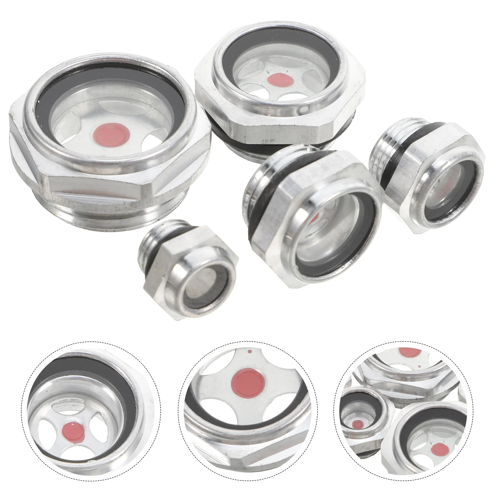 

5Pcs Oil Level Gauge with Aluminum Alloy Body for Compressor Tank Pump Industrial Equipment Reliable Performance Easy