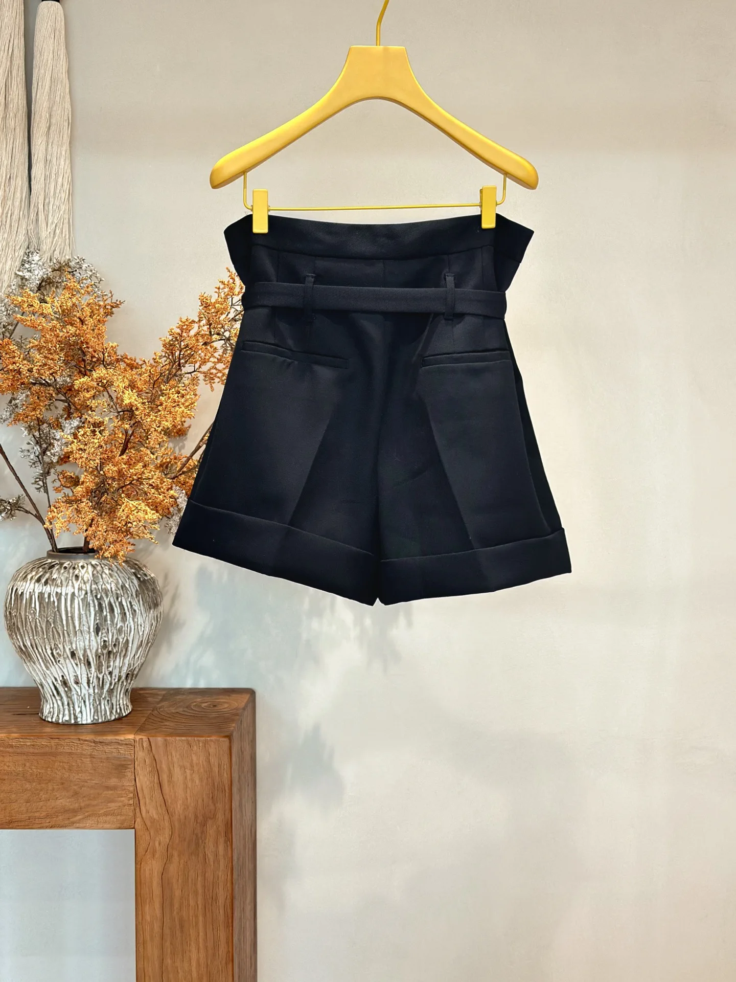 Summer New High Waist Wool Blend Straight Leg Short Pants Women's Suit Pants Belted Loose Fit Slimming Versatile Online Exclu...