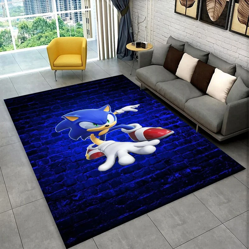Classic S-Sonic Cartoon Game Carpet Rug for Playroom Bedroom Living Room Sofa Home Decor,kid Area Rug Non-slip Floor Mat Gift