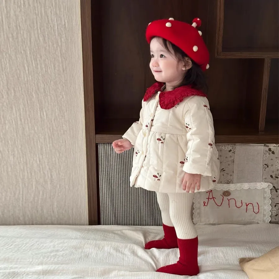 Baby and toddler winter warm coat cute children's and girls cotton padded thick cotton jacket warm cotton clothing