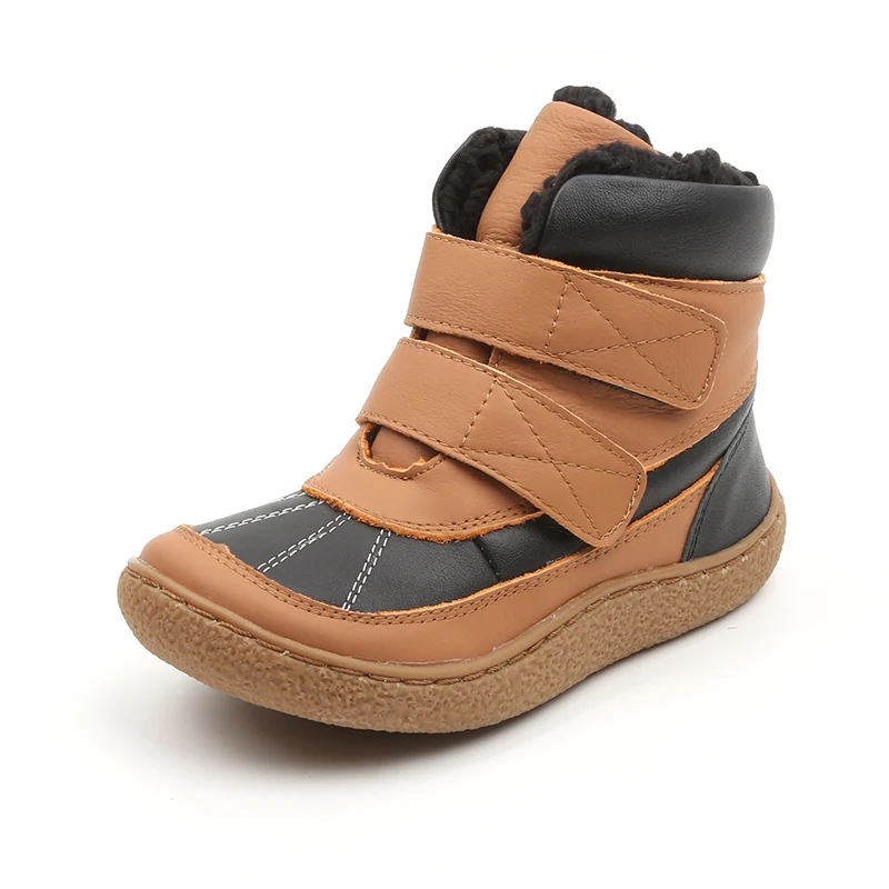 COPODENIEVE-Bottes de neige en cuir véritable pour bébé fille et garçon, chaussures à la mode, pieds nus, marque supérieure, hiver