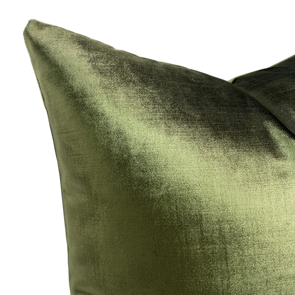 Luxury High-end Vintage Shiny Cut Velvet Olive Green Pillow Case 45x45cm Square Sofa Decorative Cushion Cover 1 Piece Pack