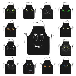 Funny Black Cat Faces Apron Kitchen Chef Cooking Baking Bib Women Men Cartoon Kitten Eye Tablier Cuisine for Painting