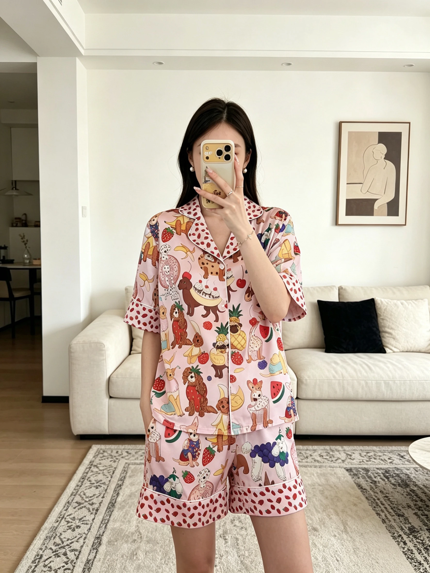 summer-ice-silk-pajama-set-for-women-with-cartoon-dog-print-sweet-cute-home-clothes-that-can-be-worn-outside
