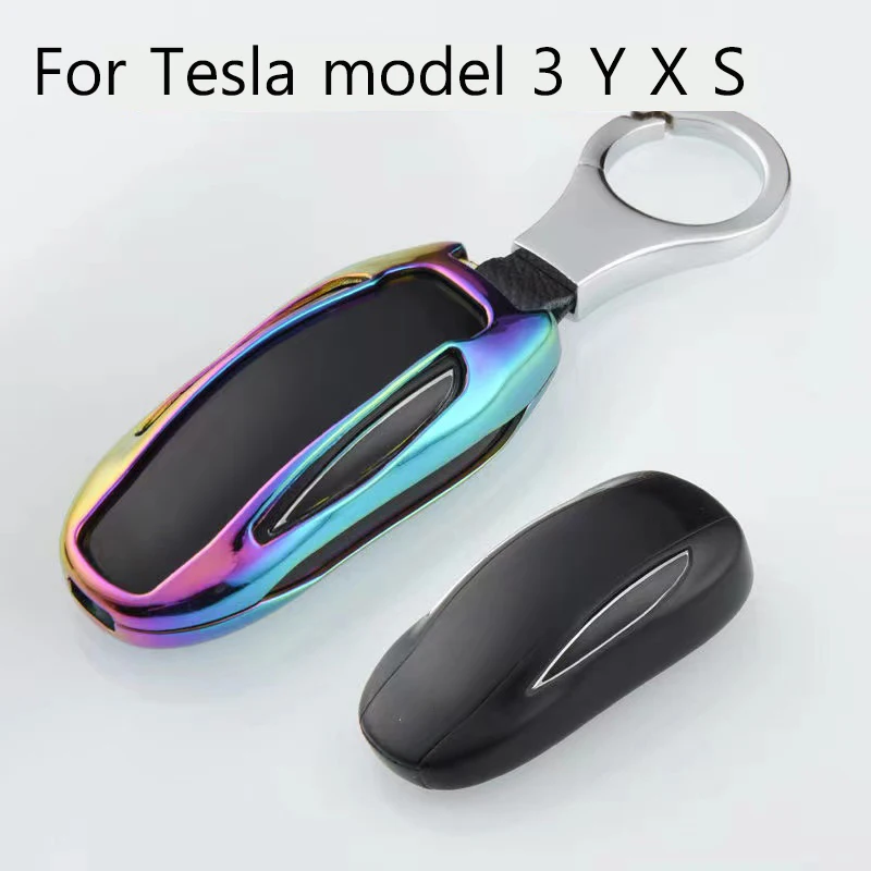 For Tesla model 3 model Y model S model X Galvanized Alloy car key case gradient colour Full protection key