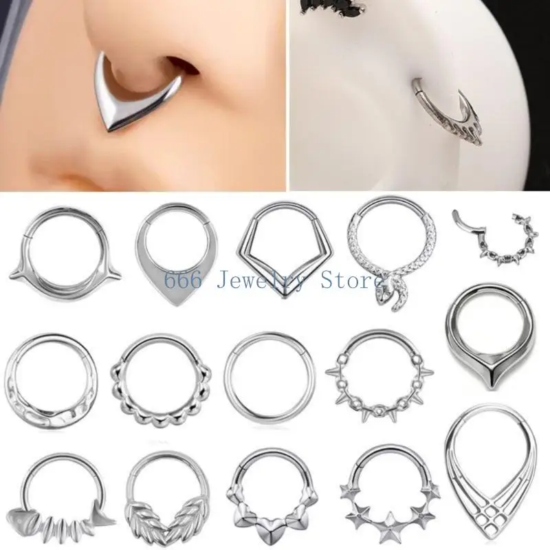 F2TD Unique Heart Nose Ring Body Piercing Jewelry Seamless Design