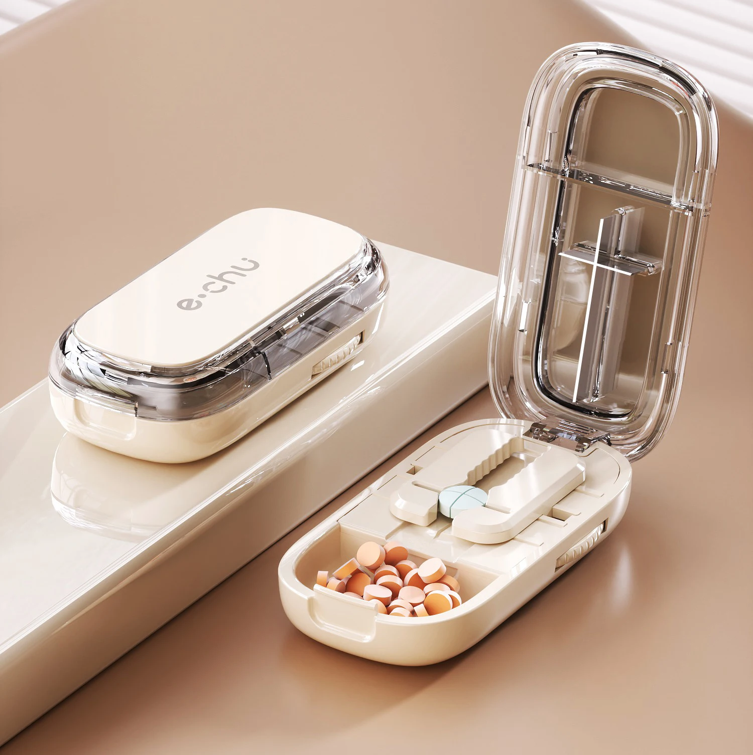 Portable Pill Precision Medicine Cutter Precision Pill Cutter 1/2 1/4 Pill Splitter Home Travel Portable Dust-proof Medicine Box