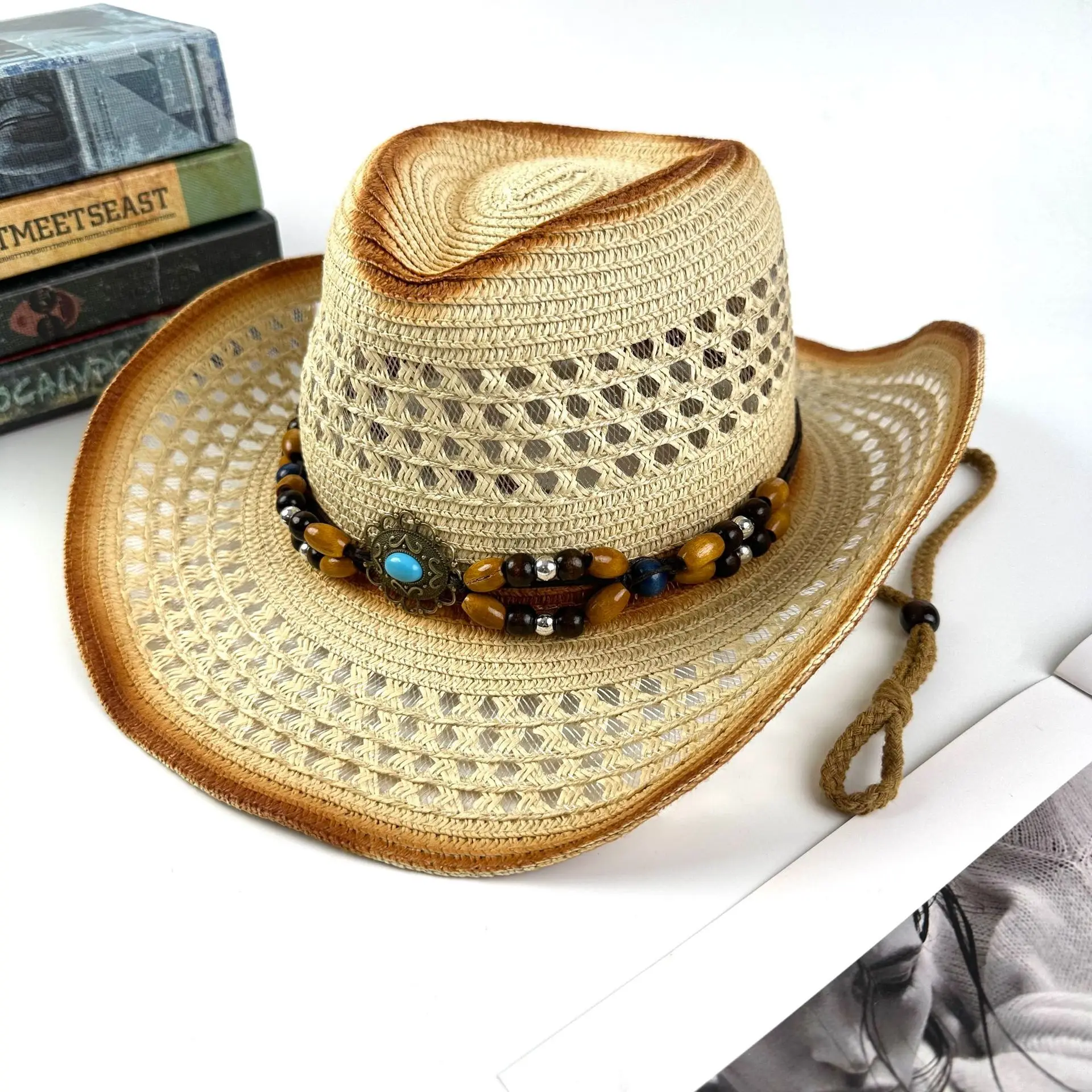 

Western Cowboy Straw Hat, Retro Ethnic Style Jazz Hat, Men's and Women's Hats, Sun Protection Hats,