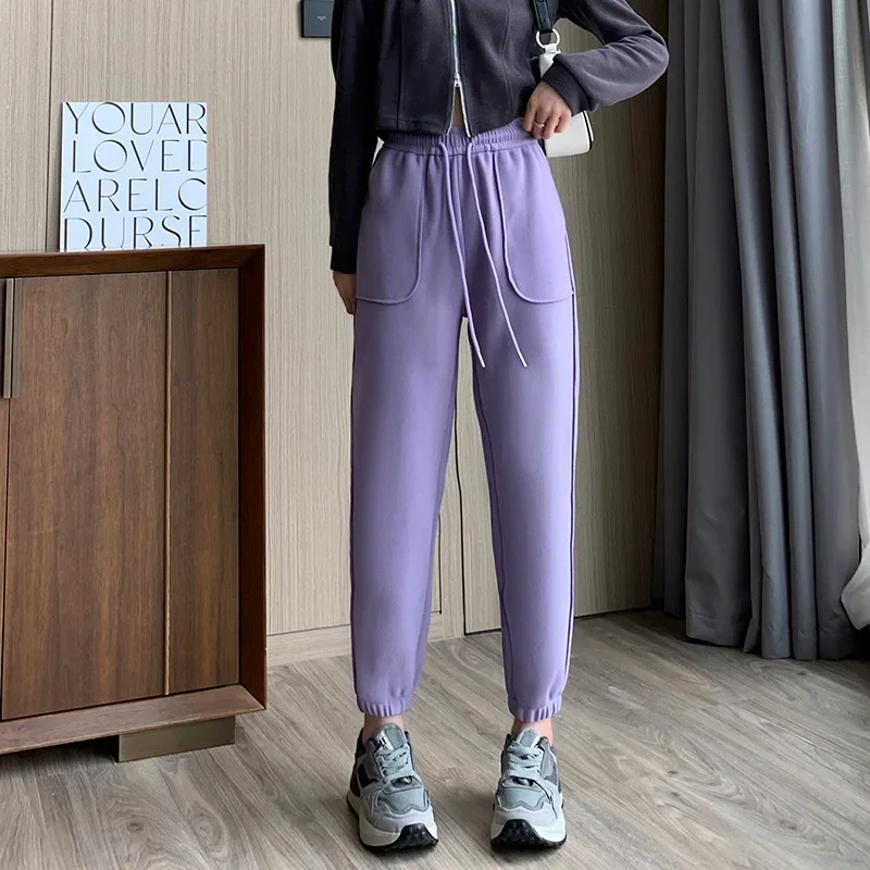 

Korean Style Winter Thick Warm Leisure Pants Women Sweatpants Jogger High Waist Casual Streetwear Pants Women Y2k Clothes Kpop