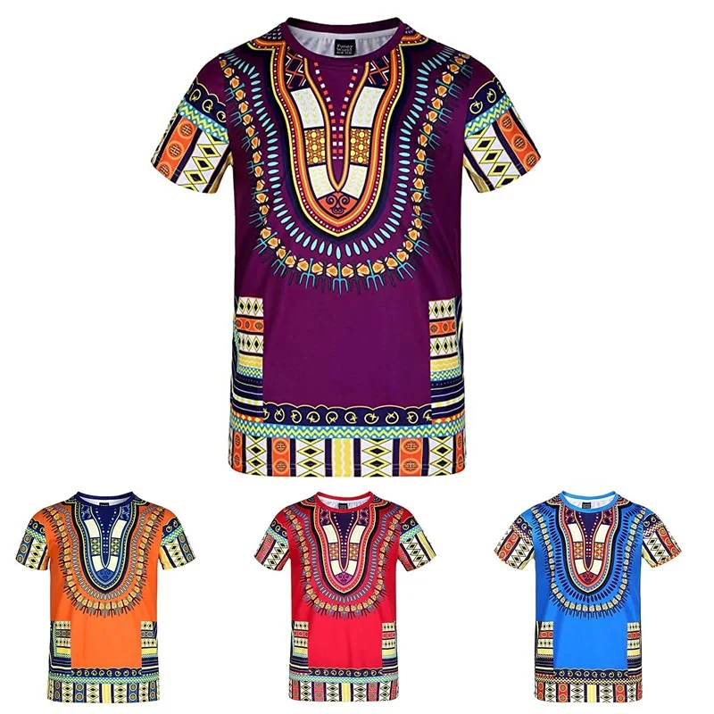 Full Print Modern African Tshirt For Men Outfits African Vintage Graphic Print Tee Shirts For Party Festival Summer Mens T Shirt