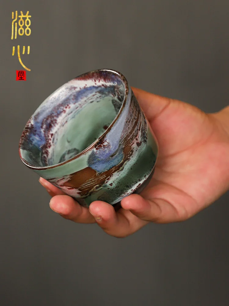 High-End Zhi Wild Burning Imitation Mountain Horse Hoof-Shaped Cup Firewood Stoneware Single Tea Individual Retro