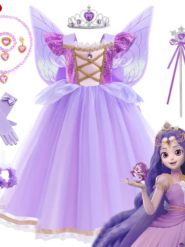 

Новая милая фиолетовая юбка принцессы для девочек, пышная фатиновая юбка Dr Золушка Sle Fairy, костюм детской одежды из полиэстера