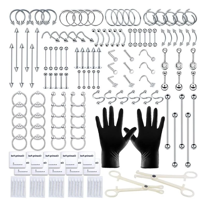 153PCS Piercing Kit For Body Piercings Stainless Steel Eco-Friendly