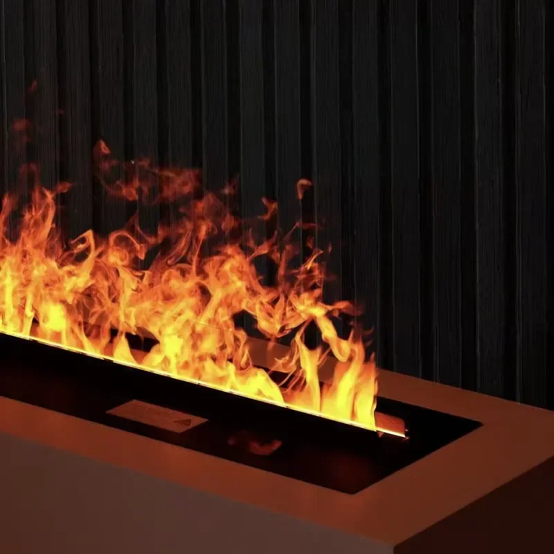 Intelligent Remote-controlled Atomizing Fireplace with Realistic Flame and Humidification Function. Effect
