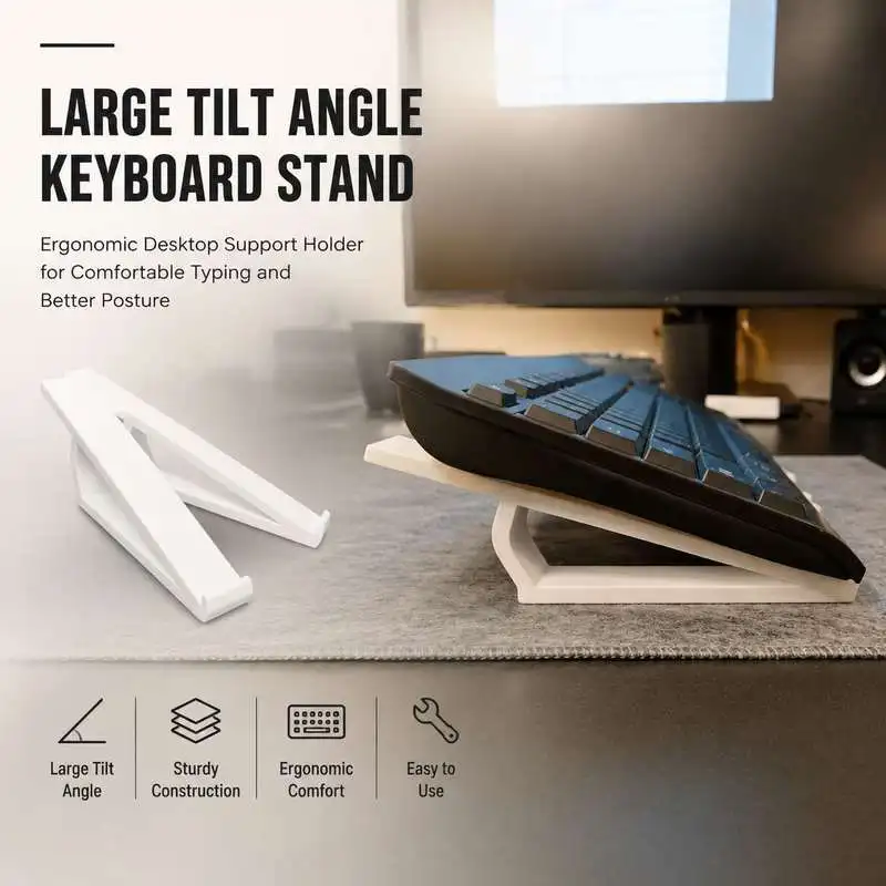 Wide Angle Keyboard Stand Ergonomic Tilt Bracket Desktop Typing Support Office Work Accessory