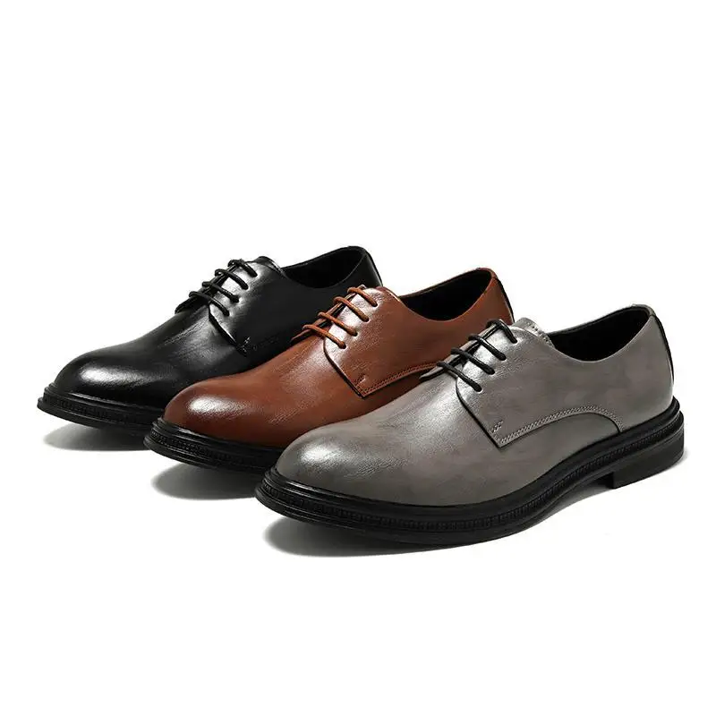 Robe en cuir Brogue pour hommes, chaussures plates, mode rétro, produit authentique, Parker pointu, vêtements de cérémonie de mariage