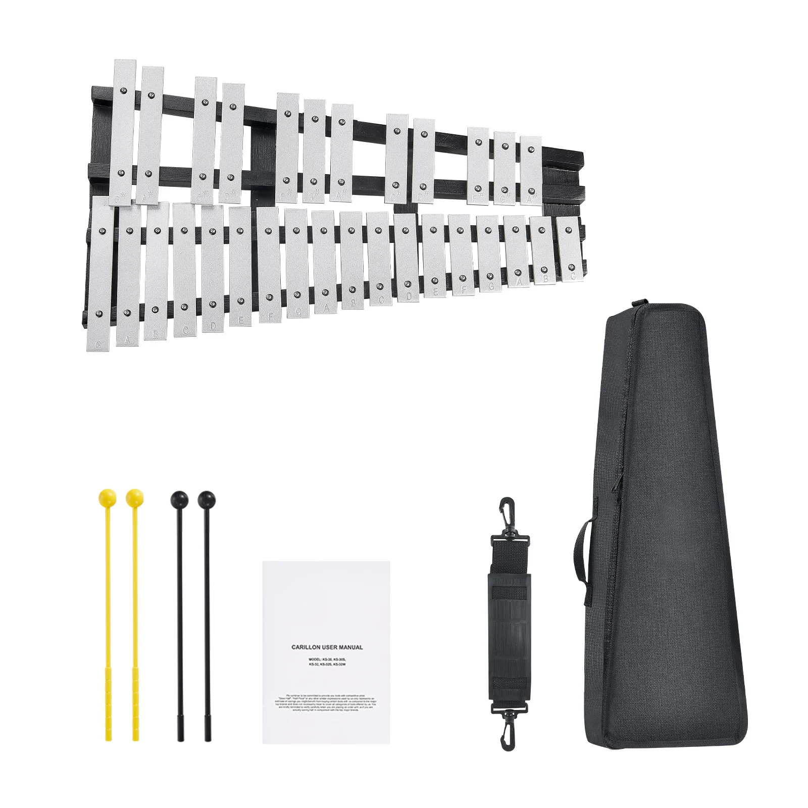 SucceBuy 30 Note Glockenspiel Xylophone Bell Kit Percussion Instrument with Mallets Drum Sticks Carrying Bag for Students Adults