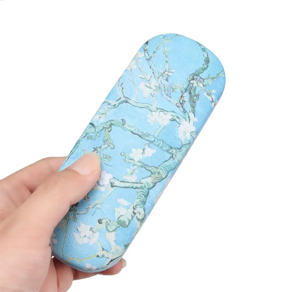 Women  Oil Painting Style Floral Print  Hard Leather  Eyeglasses Accessories Glasses Holder Eyeglasses Case Glasses Box