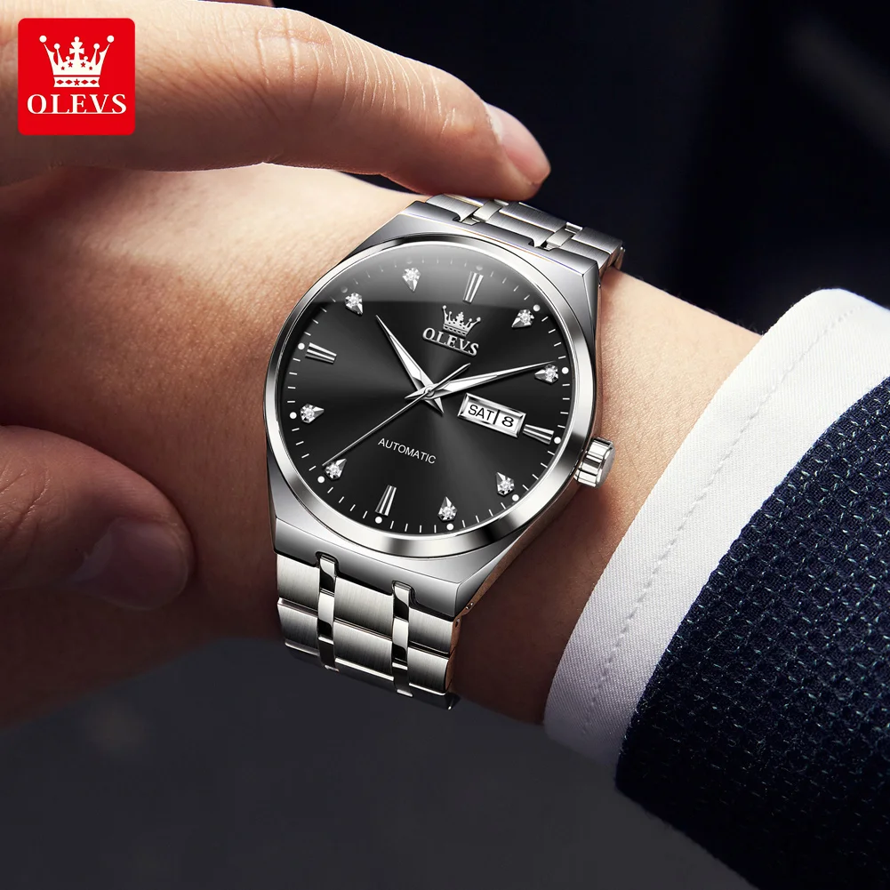 OLEVS Brand Watch Night Light Waterproof Fully Automatic Mechanical Watch Dual Calendar Men's Watch 9811
