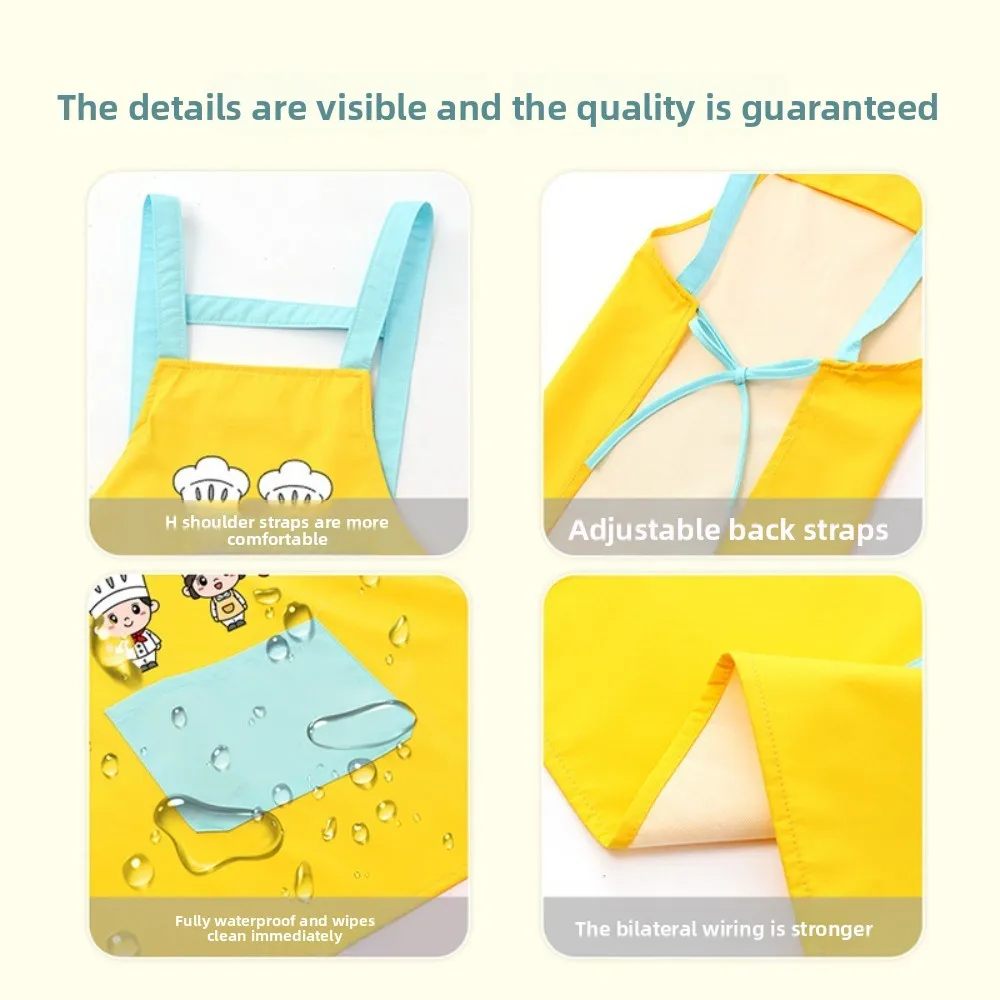 New Cartoon Kids Apron Arm Sleeve Waterproof Children's Bib Chef Cap Hat Chef's Uniform Costume Prop Painting Apron view 2