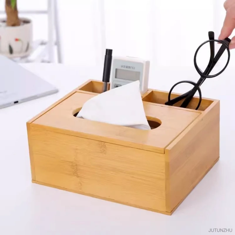 Bamboo Tissue Box Solid Wood Napkin Holder Case Towel Boxes  Tissue case Simple Fashion Multifunctional Household  Storage box