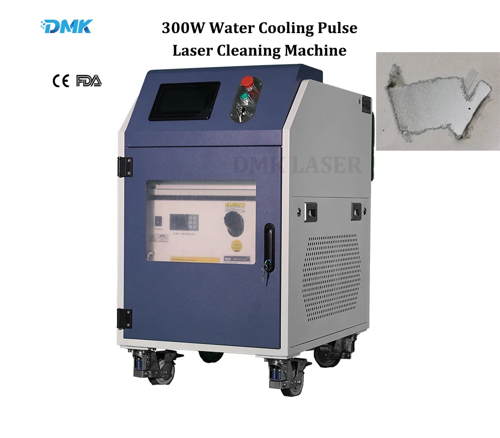 Dmk-pulse 300 W 12,5 mj Laserreinigungsmaschine Wasserkühlung für Rostentferner für Autolack, Metalloxid-Effizienz