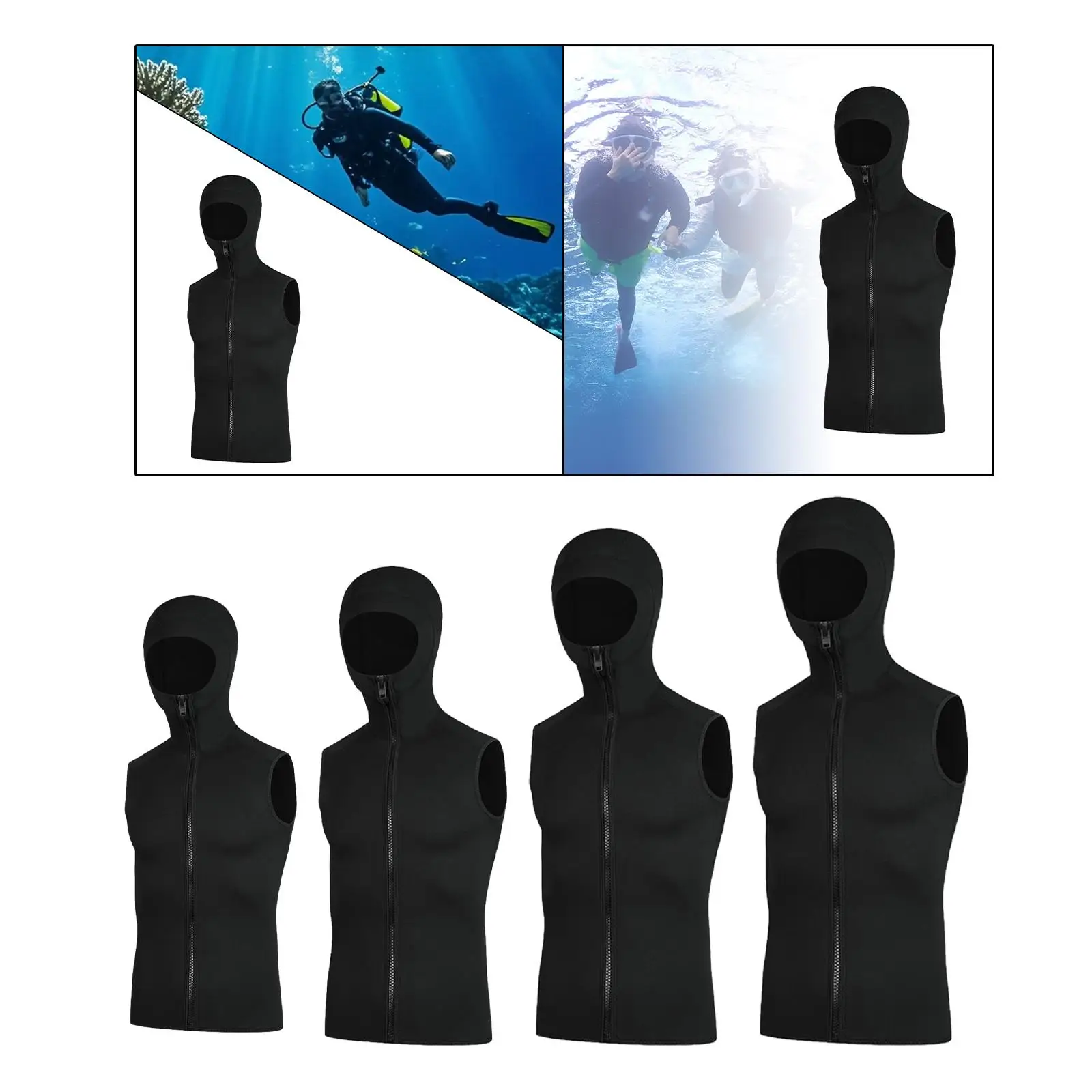 Neoprene Vest 3mm Wetsuit Top Sleeveless Surf Suit Front Zipper for Snorkeling and Water Activities