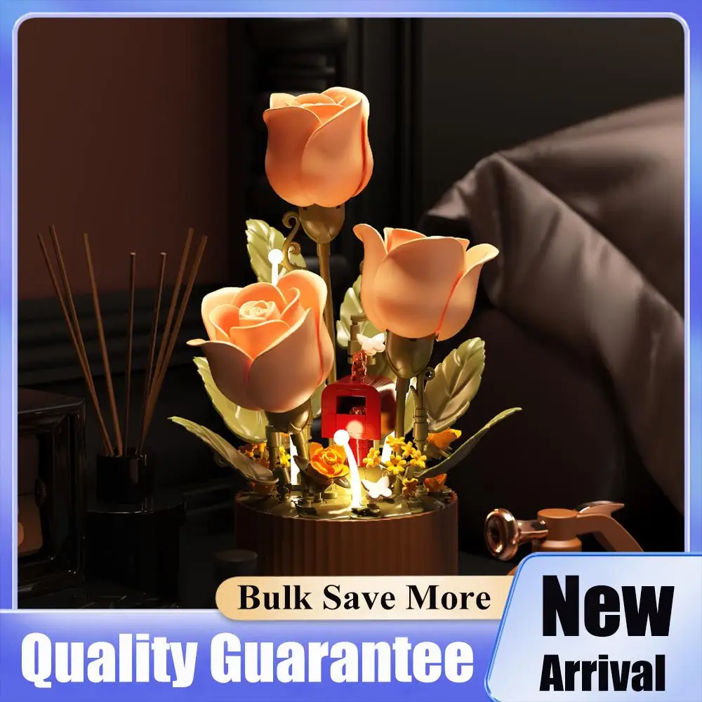 

Dynamic Building Block Flower Remote Control Automatic Bloom Flower Bouquet Building Blocks for Kids Adults Christmas Gift