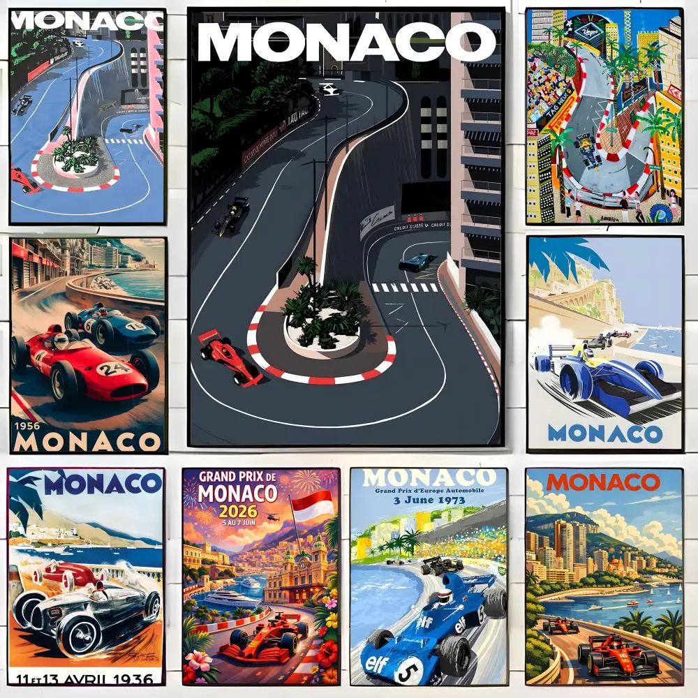 Affiche du Grand Prix de Monaco, impression d'art mural, peinture murale décorative, décoration de la maison, cadeau non encadré