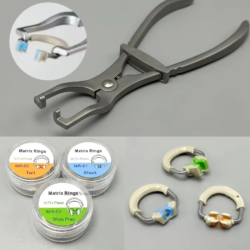 Dentistry Matrix Band NITI Metal Matrices Clamp Ring 3D Premier Matrix Ring Forcep Placement Plier Dental Sectional Matrix Clamp