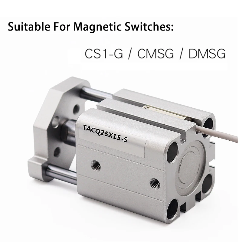 Cienki trójosiowy cylinder z trzema prowadnicami TACQ12/16/20/25/32/40/50/63-80x10x15x75S